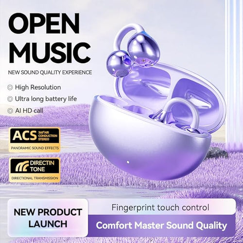 2026 New Bone Conduction Non-Ear Bluetooth Earphones, Clip-on Style, Digital Display, Long Battery Life, M91 Earphones, Compatible with Huawei